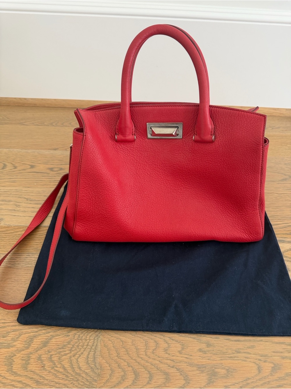Max Mara Red Leather Top-Handle Shoulder Bag